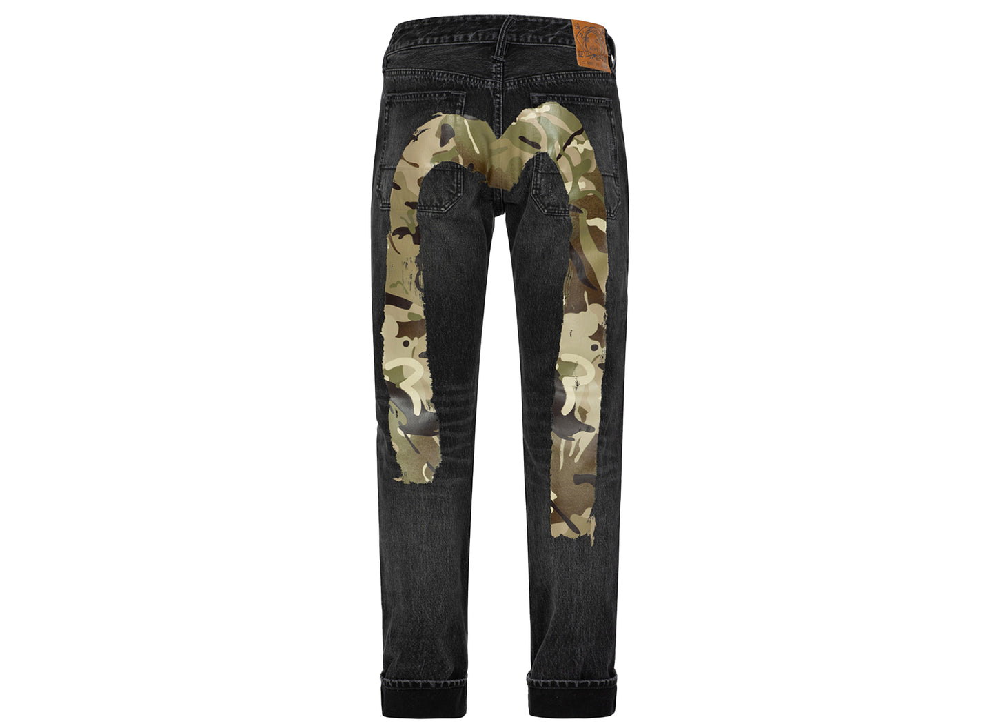 Evisu Camouflauge Brushstroke Daicock Print Distressed Carrot Fit Jeans - view 2