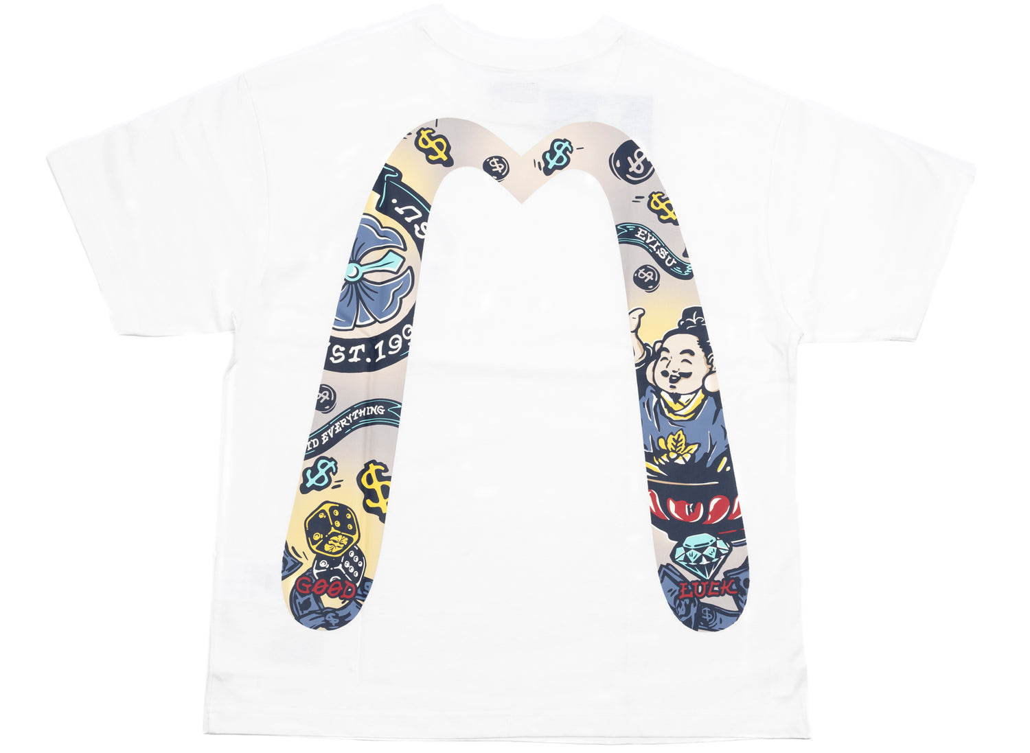 Evisu Daicock Printed S/S Tee in White - view 2