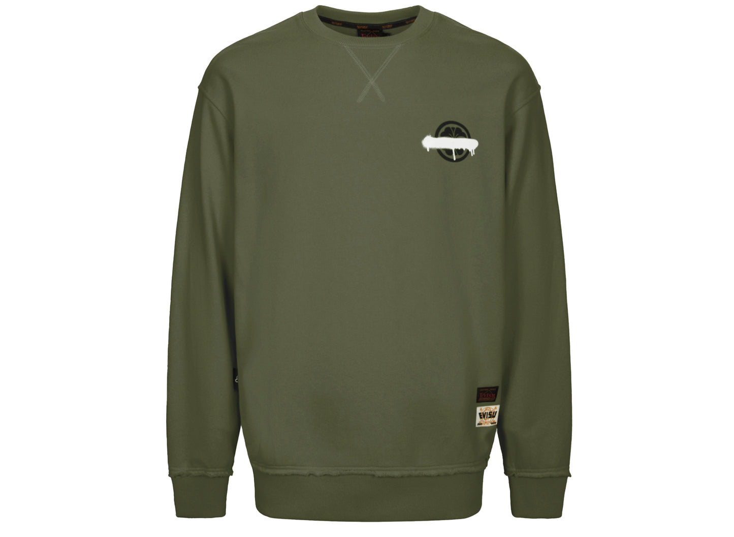 Evisu Graffiti Daicock & Kamon Print Relaxed Fit Crewneck in Green