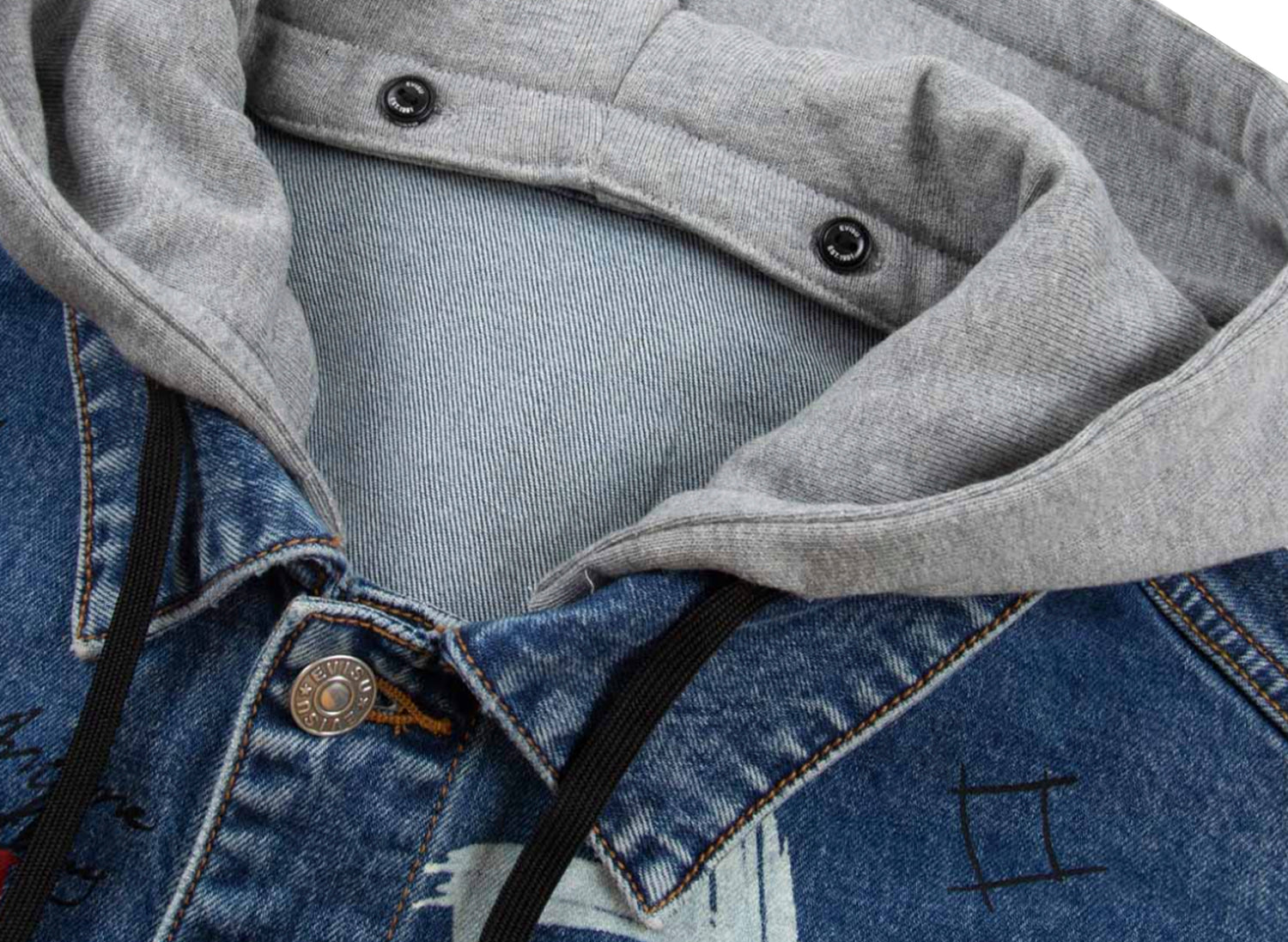 Evisu Graffiti Print Loose Fit Hooded Denim Jacket - view 4