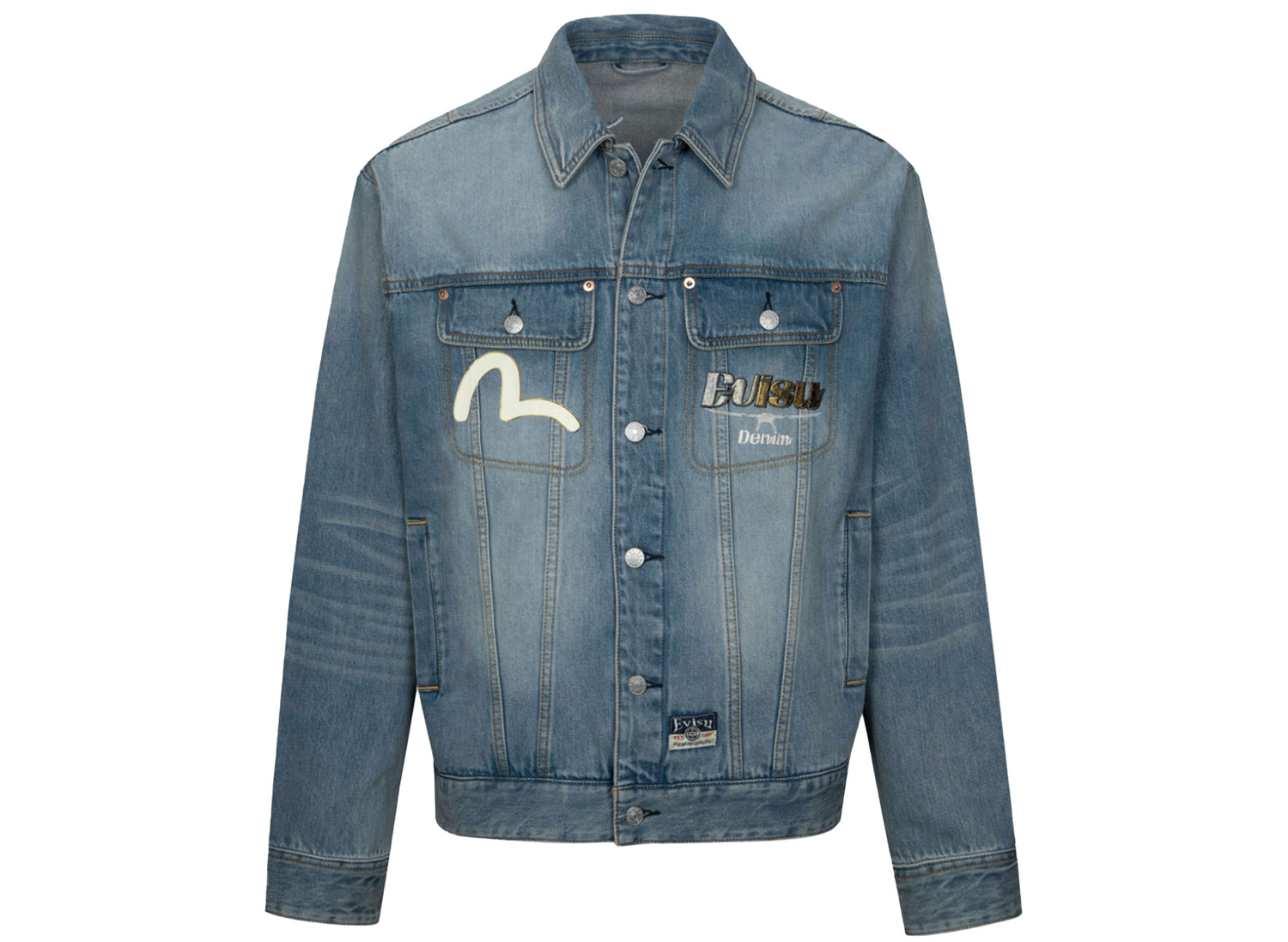 Evisu Hanafuda Daruma Daicock Embroidered Relax Fit Denim Jacket