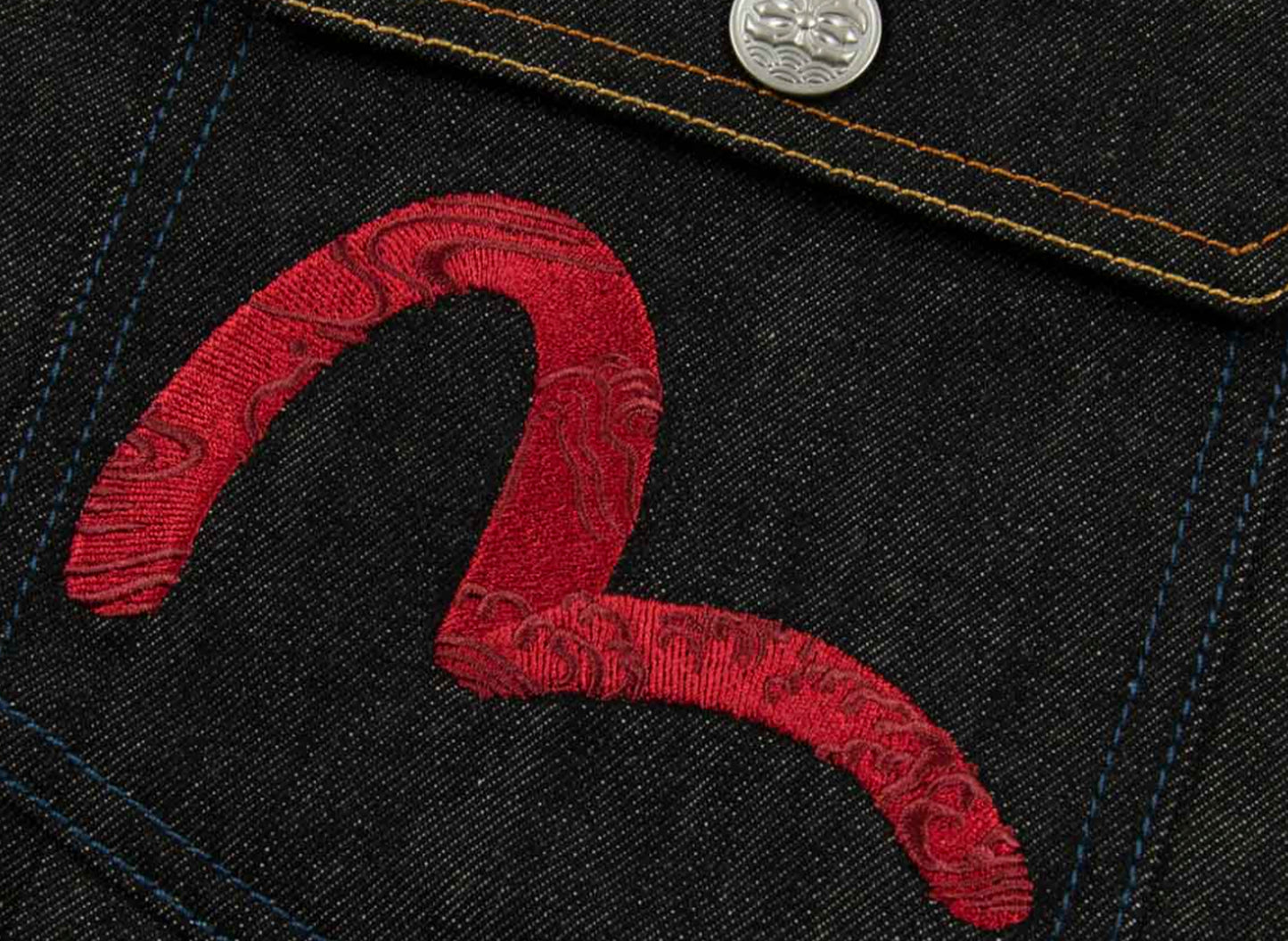 Evisu Two Gods Embroidered Loose Fit Kimono Denim Jacket - view 3