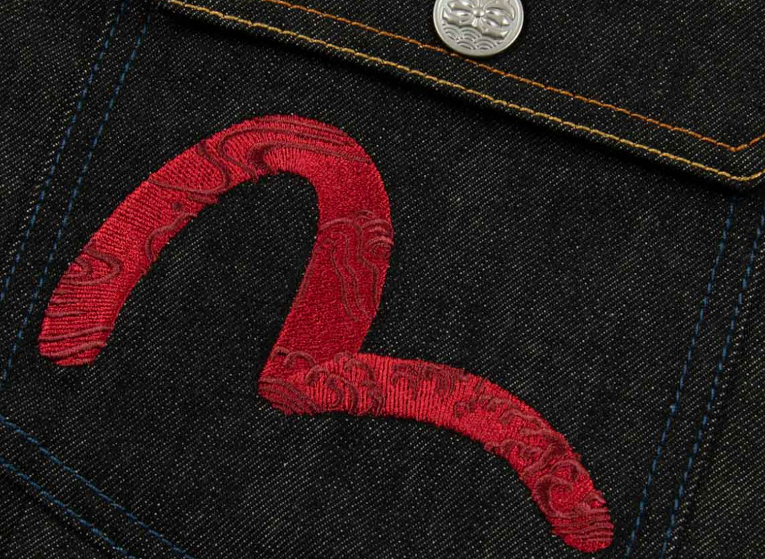 Evisu Two Gods Embroidered Loose Fit Kimono Denim Jacket - view 3