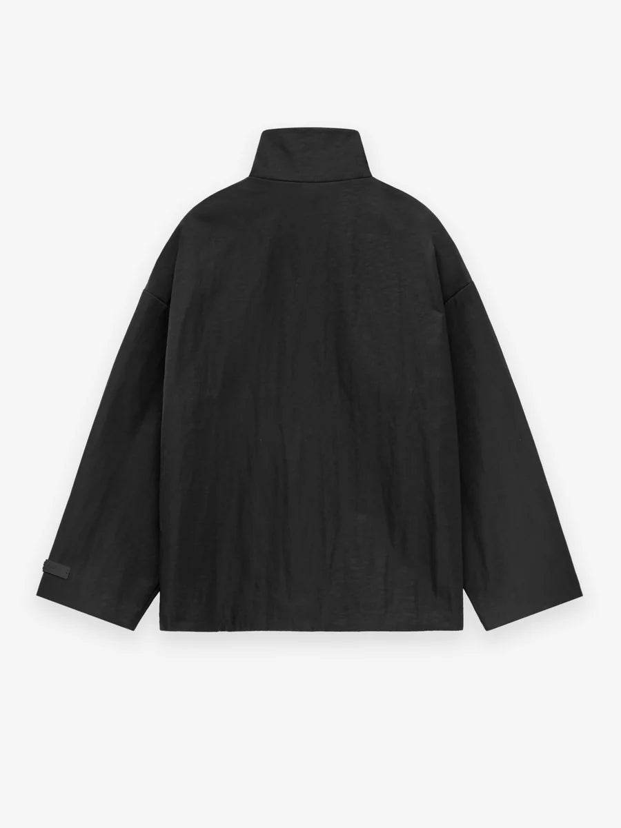 Fear of God Essentials Textured Nylon Half Zip Pullover in Black - view 2