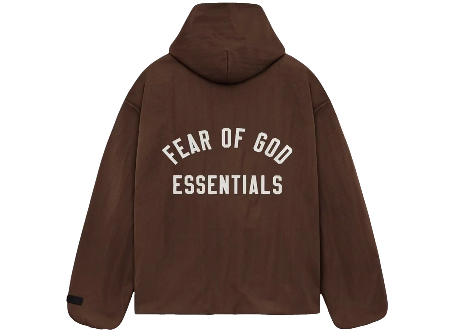 Fear of God Essentials Textured Nylon Hooded Coaches Jacket in Brown - view 2