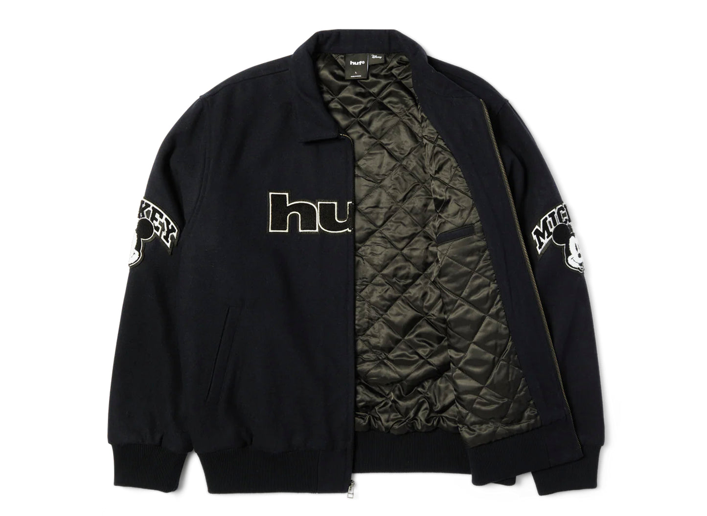 HUF x Mickey Worldwide Tour Varsity Jacket in Navy - view 2