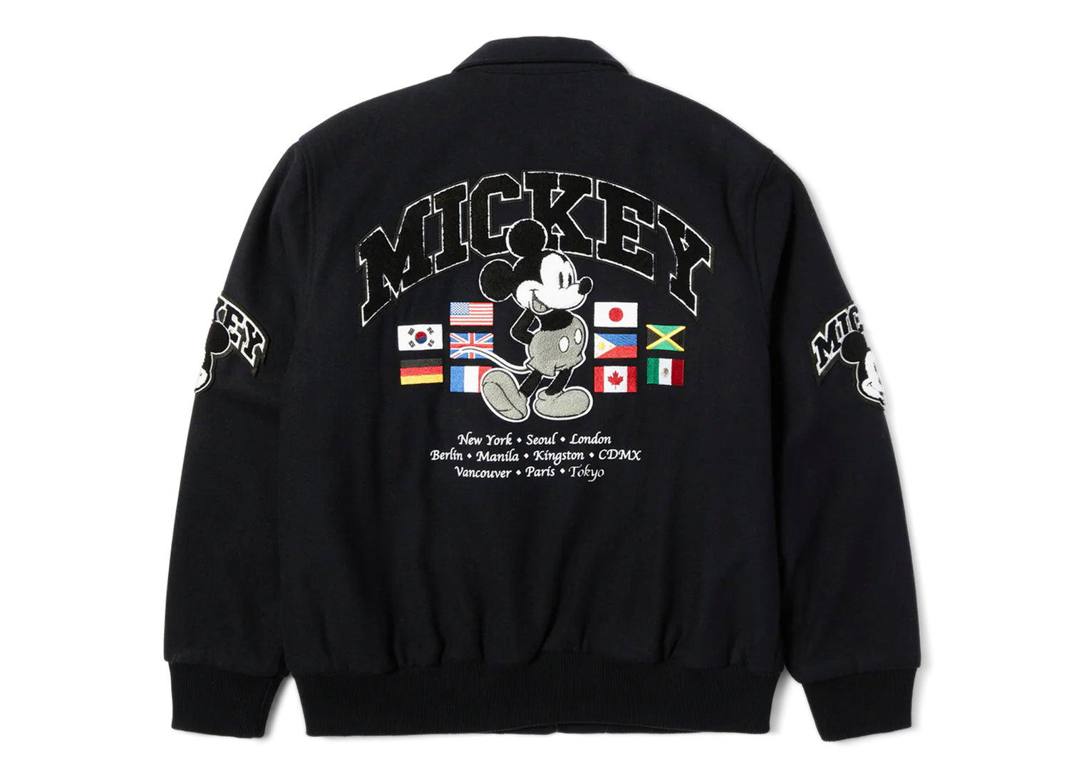 HUF x Mickey Worldwide Tour Varsity Jacket in Navy - view 3