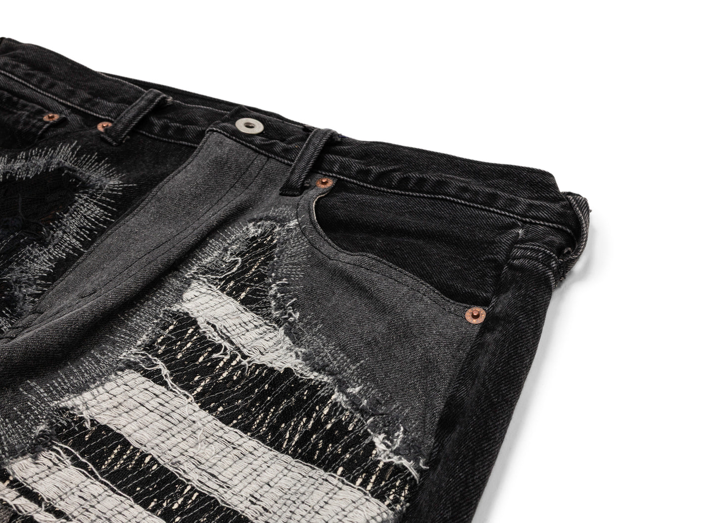 Junya Watanabe MAN Monotone Patchwork Jeans - view 2