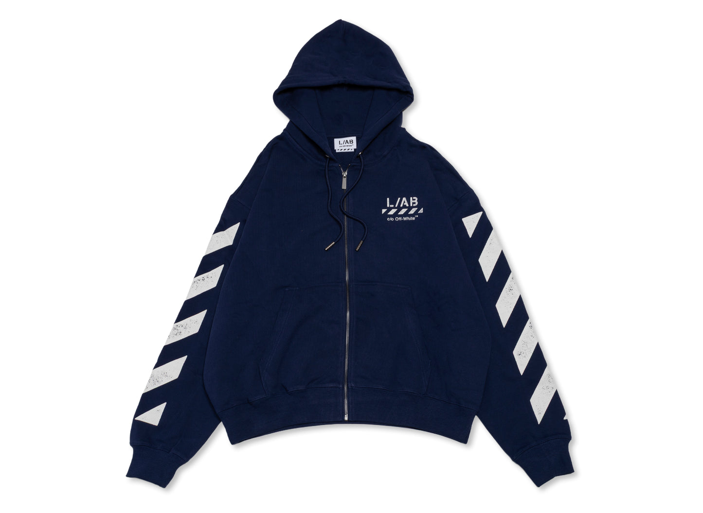 L/AB c/o Off-White™ Diag Full Zip Hoodie in Marine