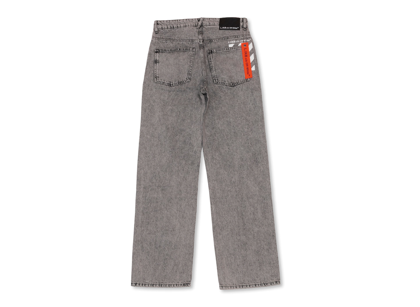 L/AB c/o Off-White™ Straight Fit Piped Denim in Smoke Fade