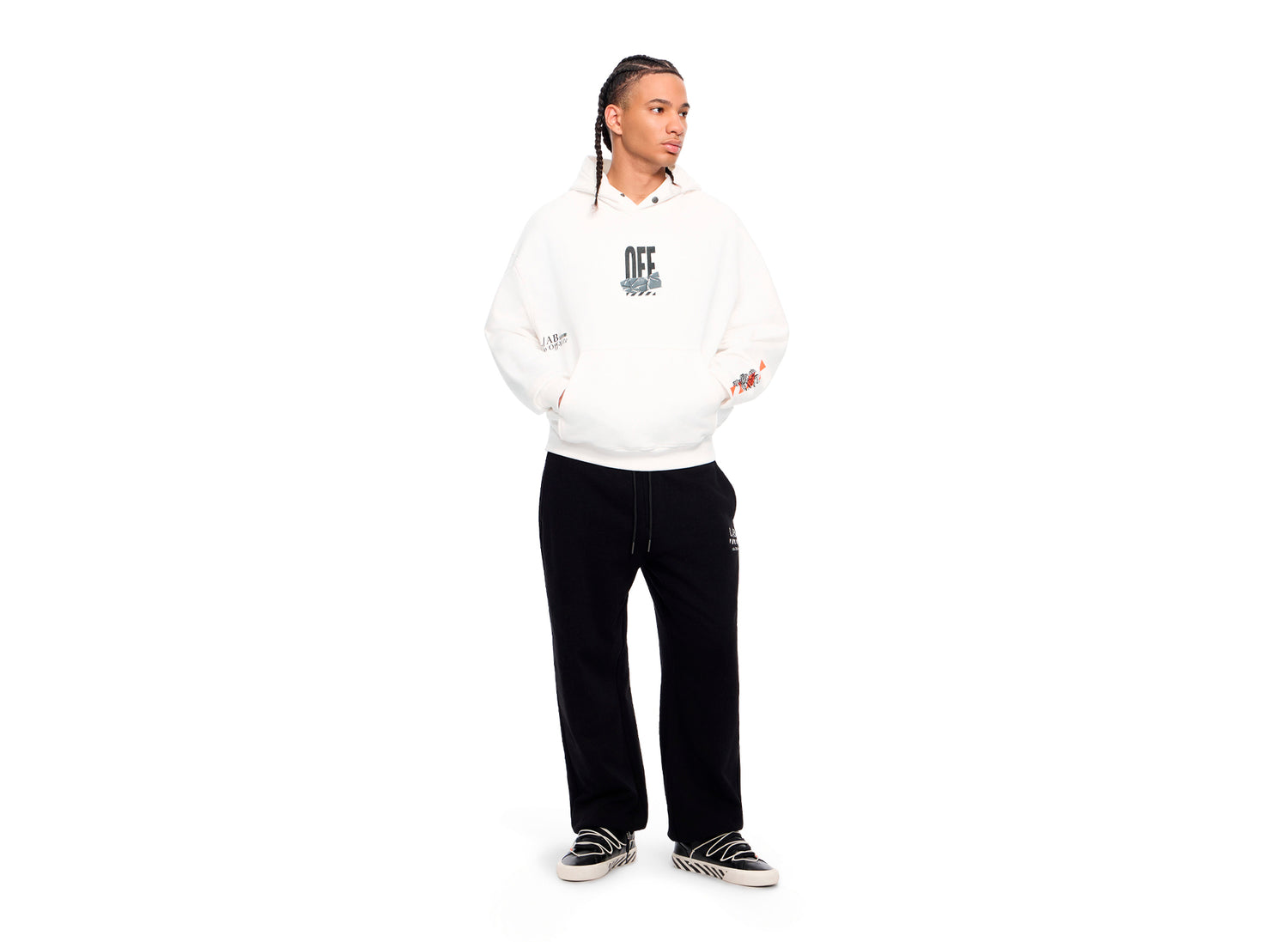 L/AB c/o Off-White™ Off Active Duct Tape Hoodie in White - view 3