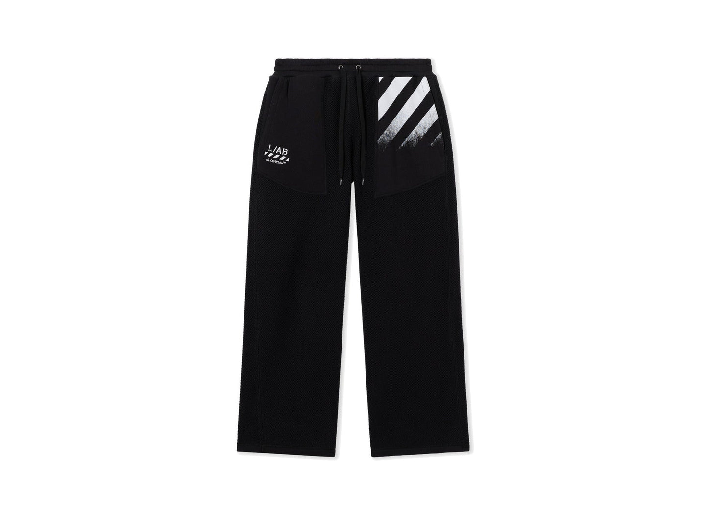 L/AB c/o Off-White Reverse Fleece Sweatpants in Black front