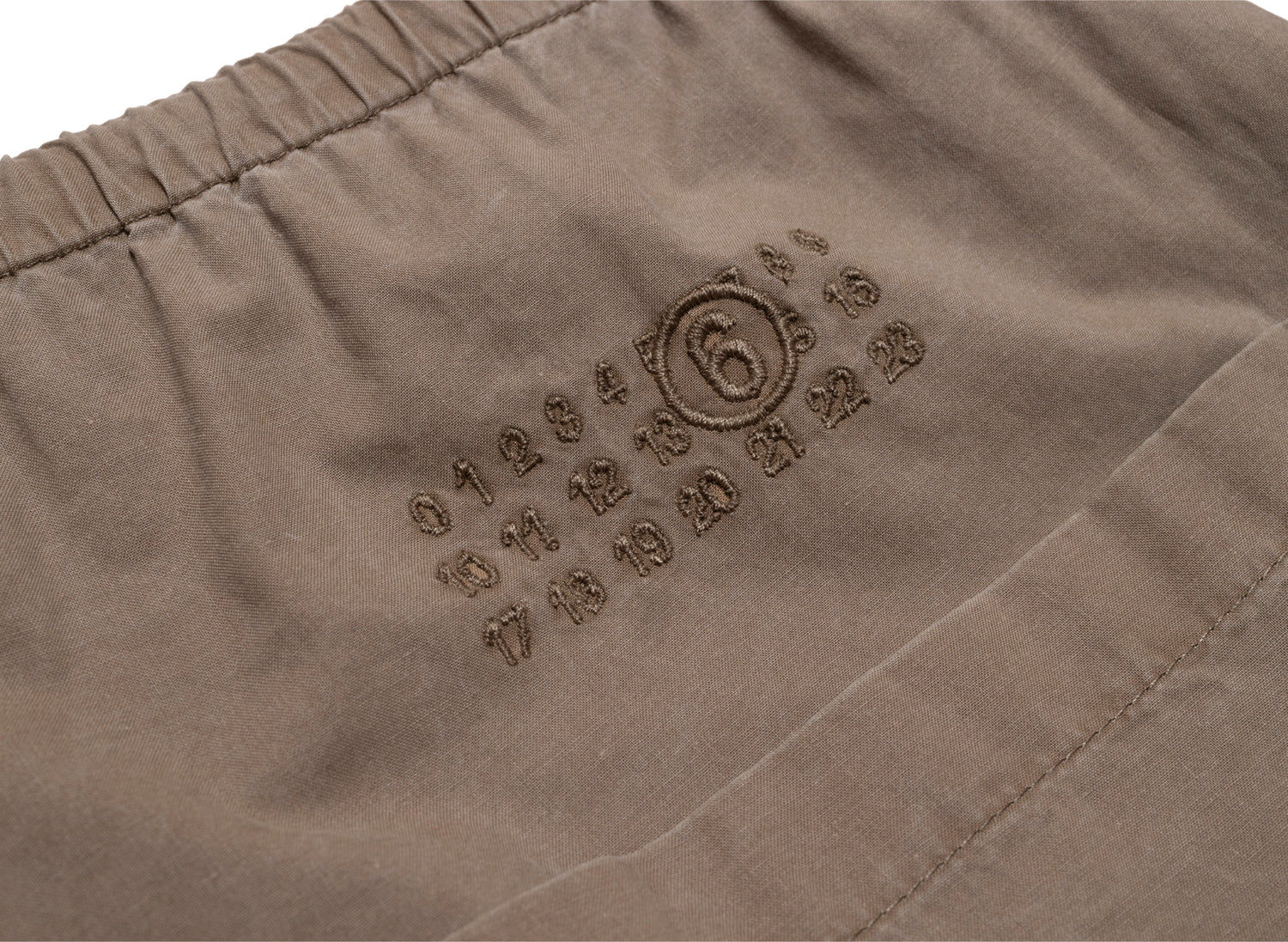 Maison Margiela MM6 Drawstring Washed Cotton Trousers in Brown — view 5
