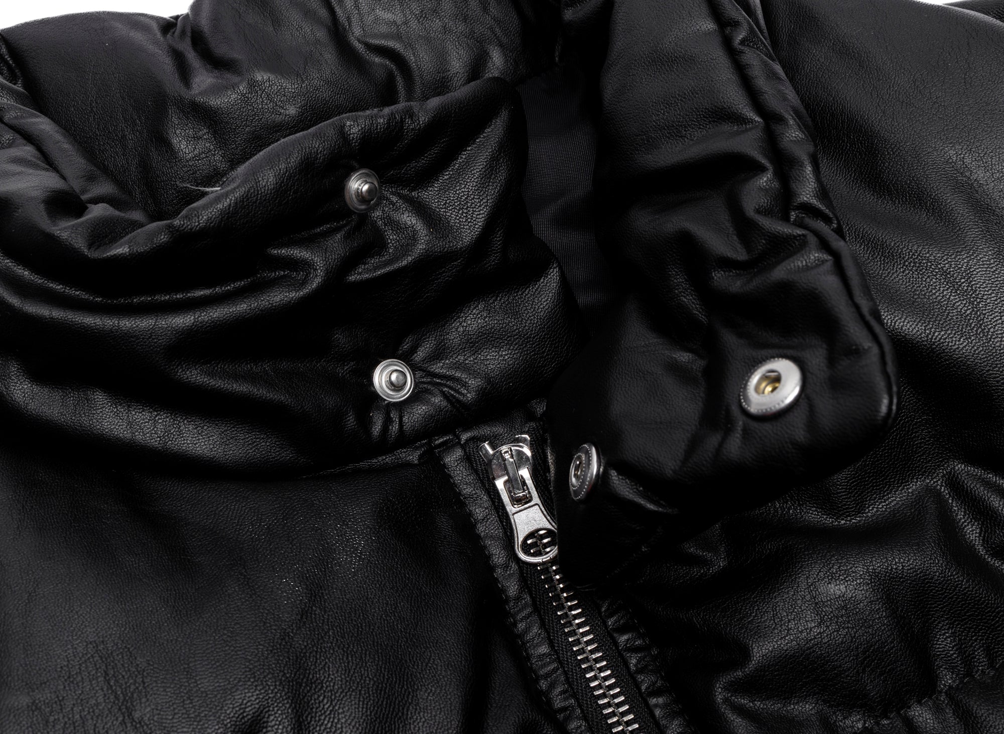 Maison Margiela MM6 Leather Zip Puffer Jacket in Black | Oneness