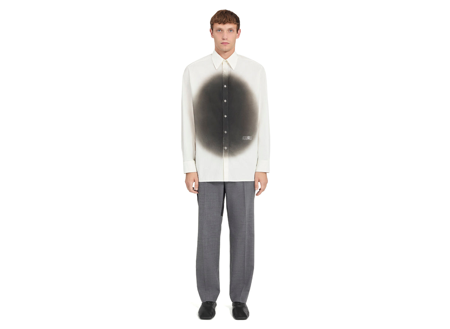 Maison Margiela MM6 Long-sleeved Spray Print Shirt in White