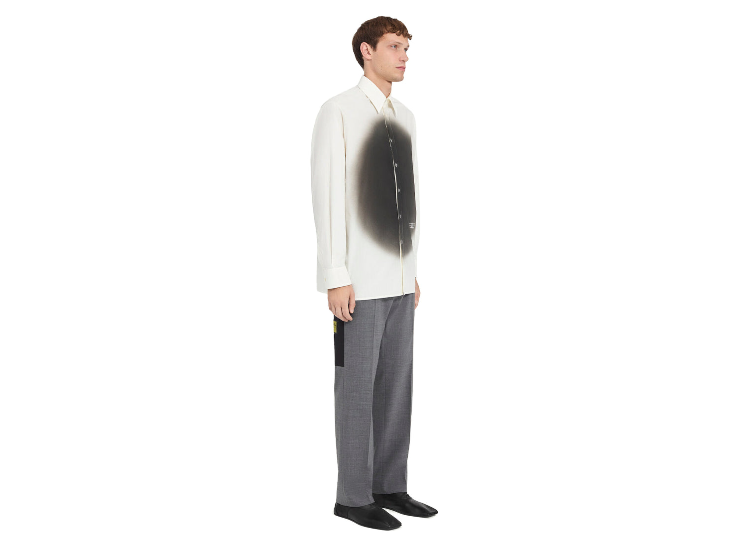 Maison Margiela MM6 Long-sleeved Spray Print Shirt in White — view 2
