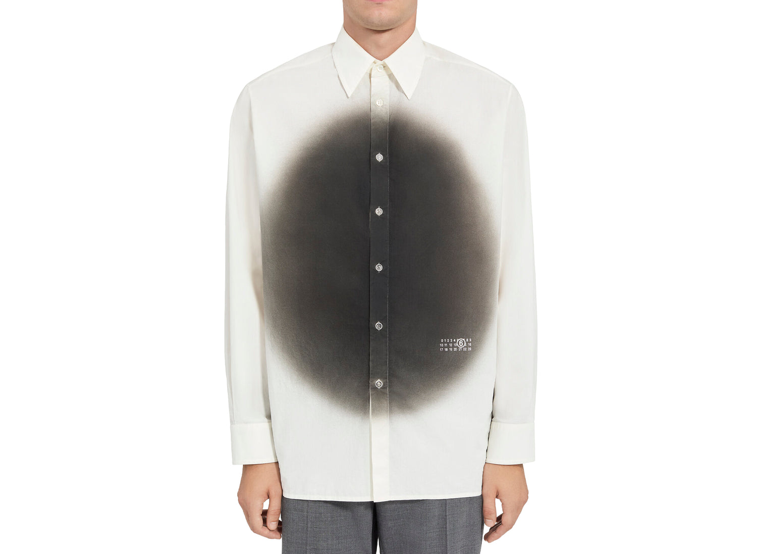 Maison Margiela MM6 Long-sleeved Spray Print Shirt in White — view 4