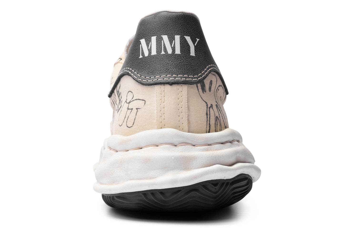 Maison Mihara Yasuhiro "BLAKEY" OG Sole Graffiti Printed Canvas in White — view 2