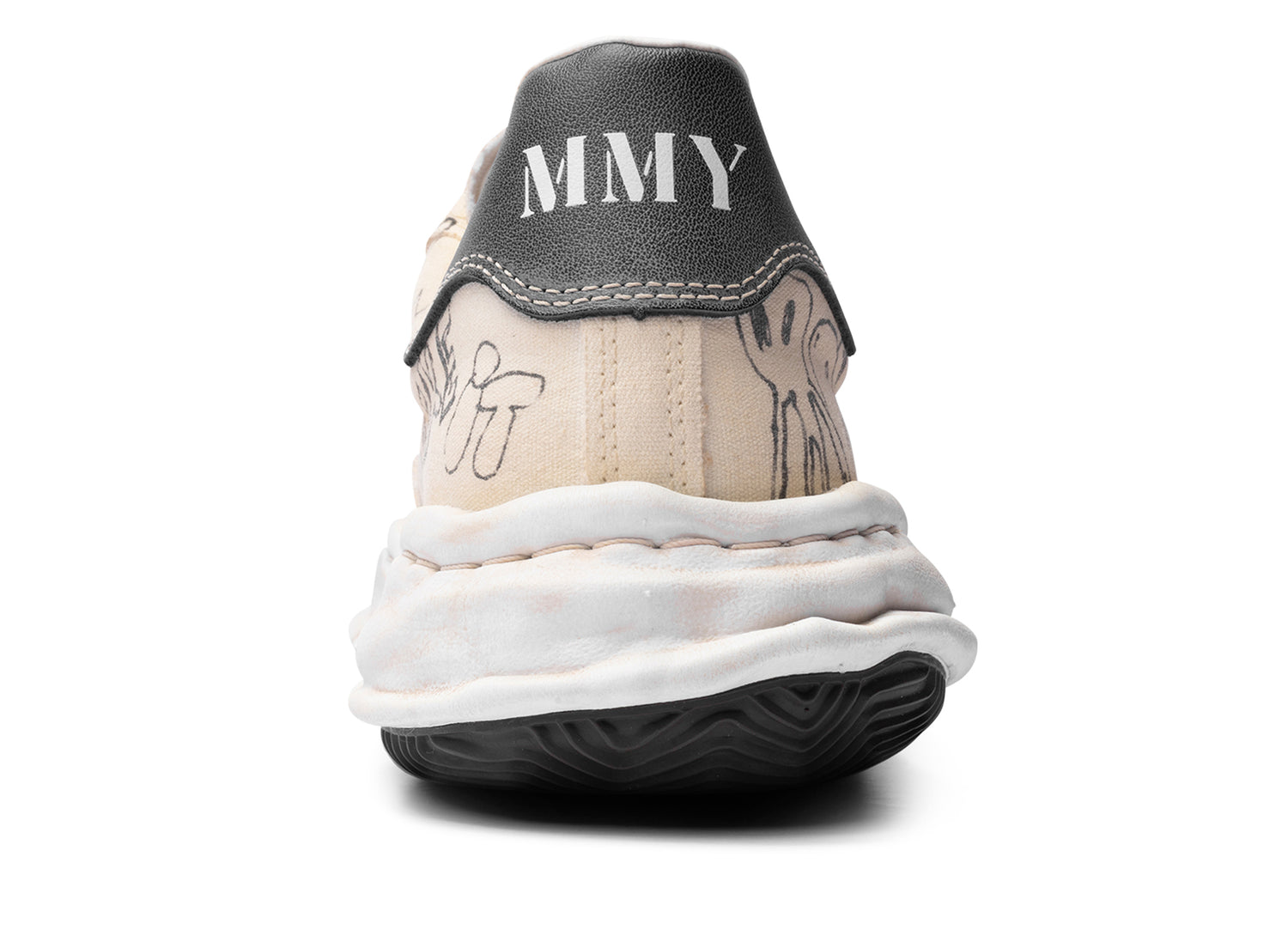Maison Mihara Yasuhiro "BLAKEY" OG Sole Graffiti Printed Canvas in White — view 2