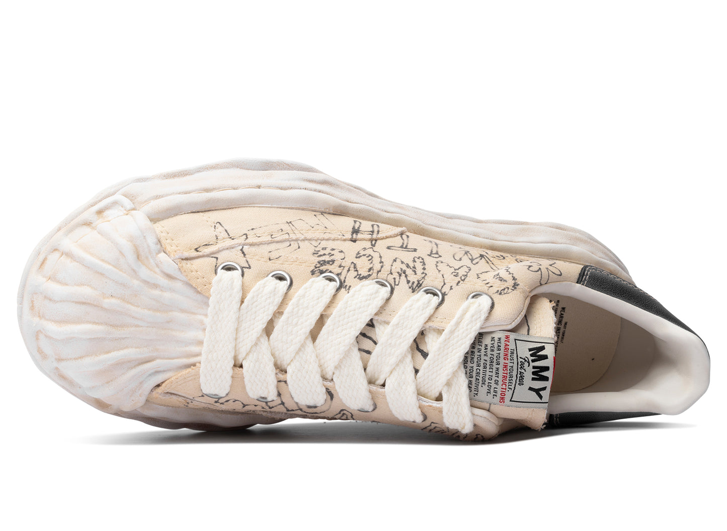 Maison Mihara Yasuhiro "BLAKEY" OG Sole Graffiti Printed Canvas in White — view 4
