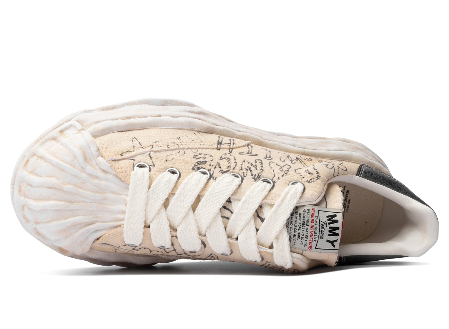 Maison Mihara Yasuhiro "BLAKEY" OG Sole Graffiti Printed Canvas in White — view 4