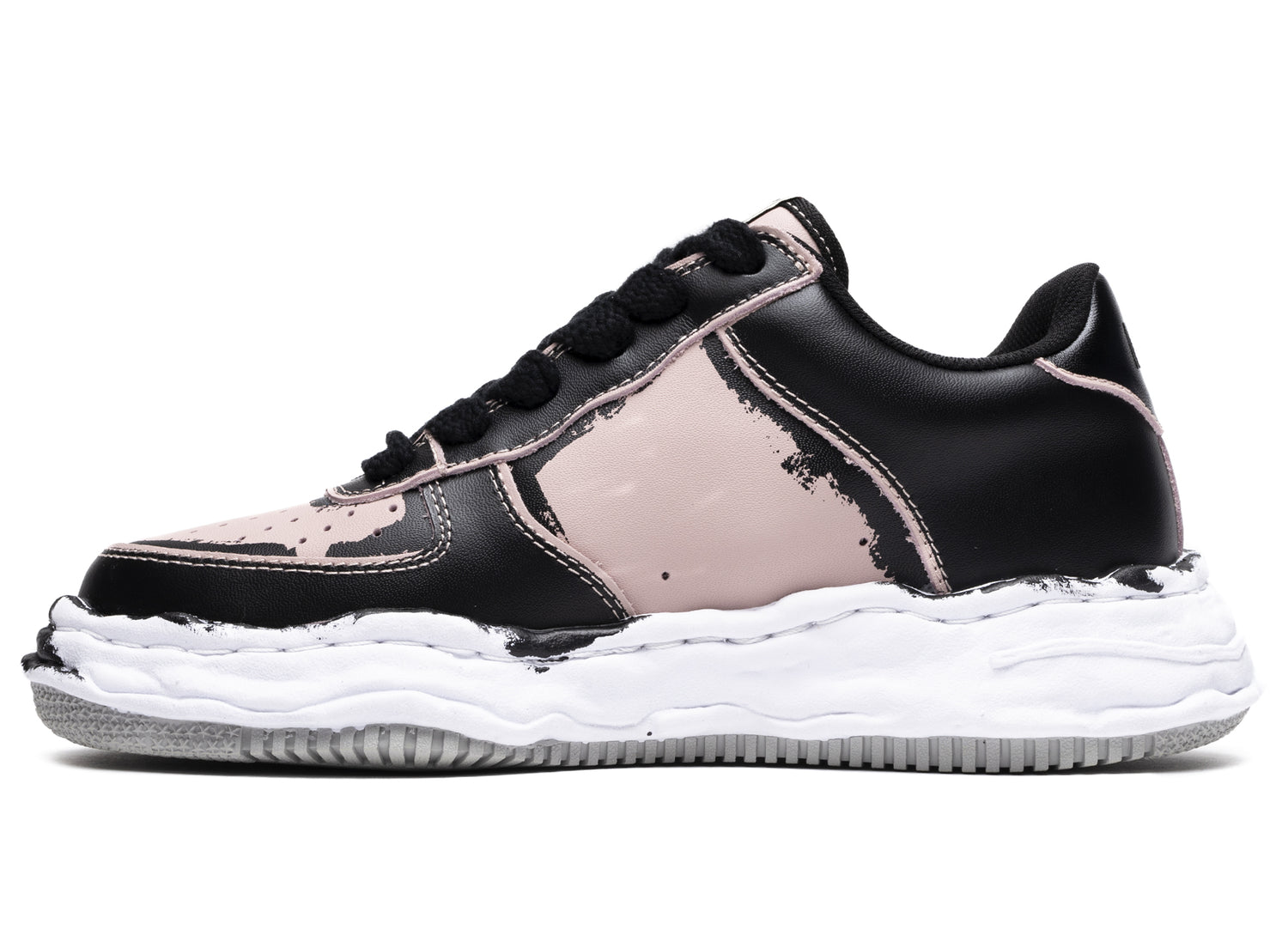 Maison Mihara Yasuhiro Leather Wayne Low in Black/Pink - view 3