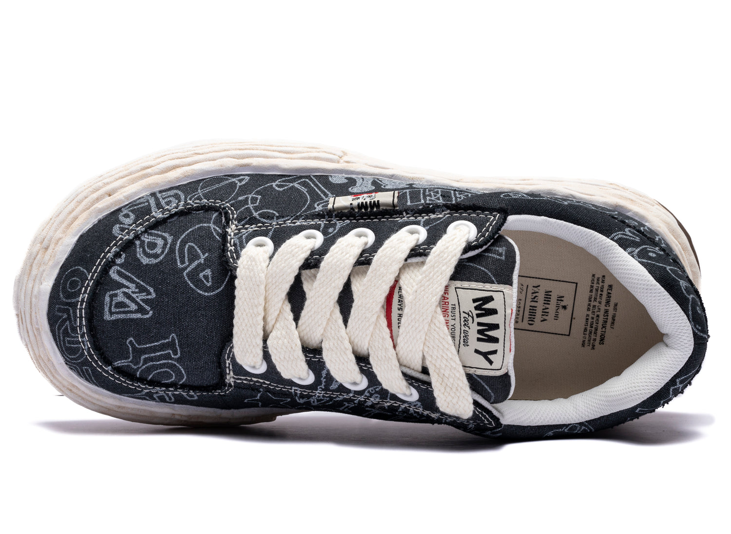 Maison Mihara Yasuhiro "OLIVER" OG Sole Graffiti Printed Canvas in Black — view 4