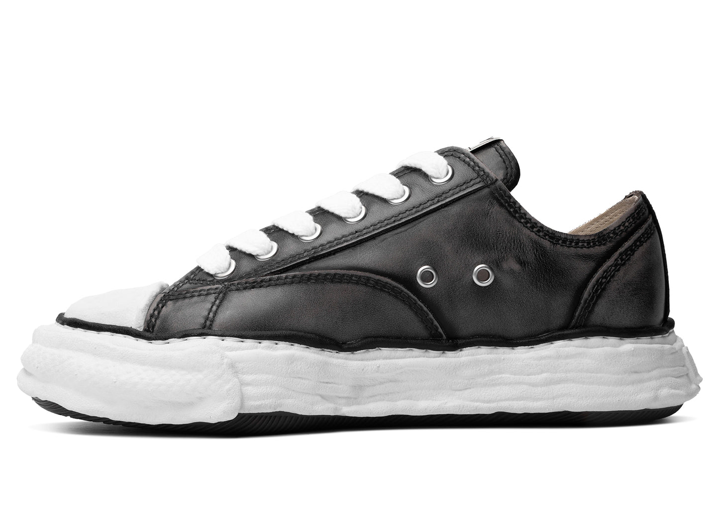 Maison Mihara Yasuhiro "PETERSON23" OG Sole Vintage Leather Effect in Black — view 3