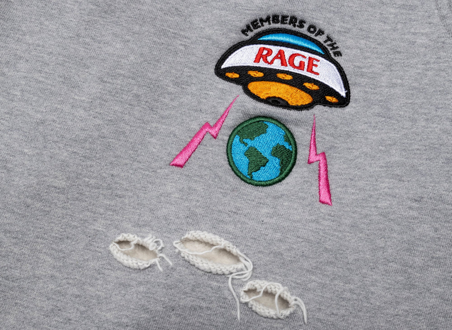 Members Of The Rage Distressed Small Logo Sweatpants in Heather Grey - view 2