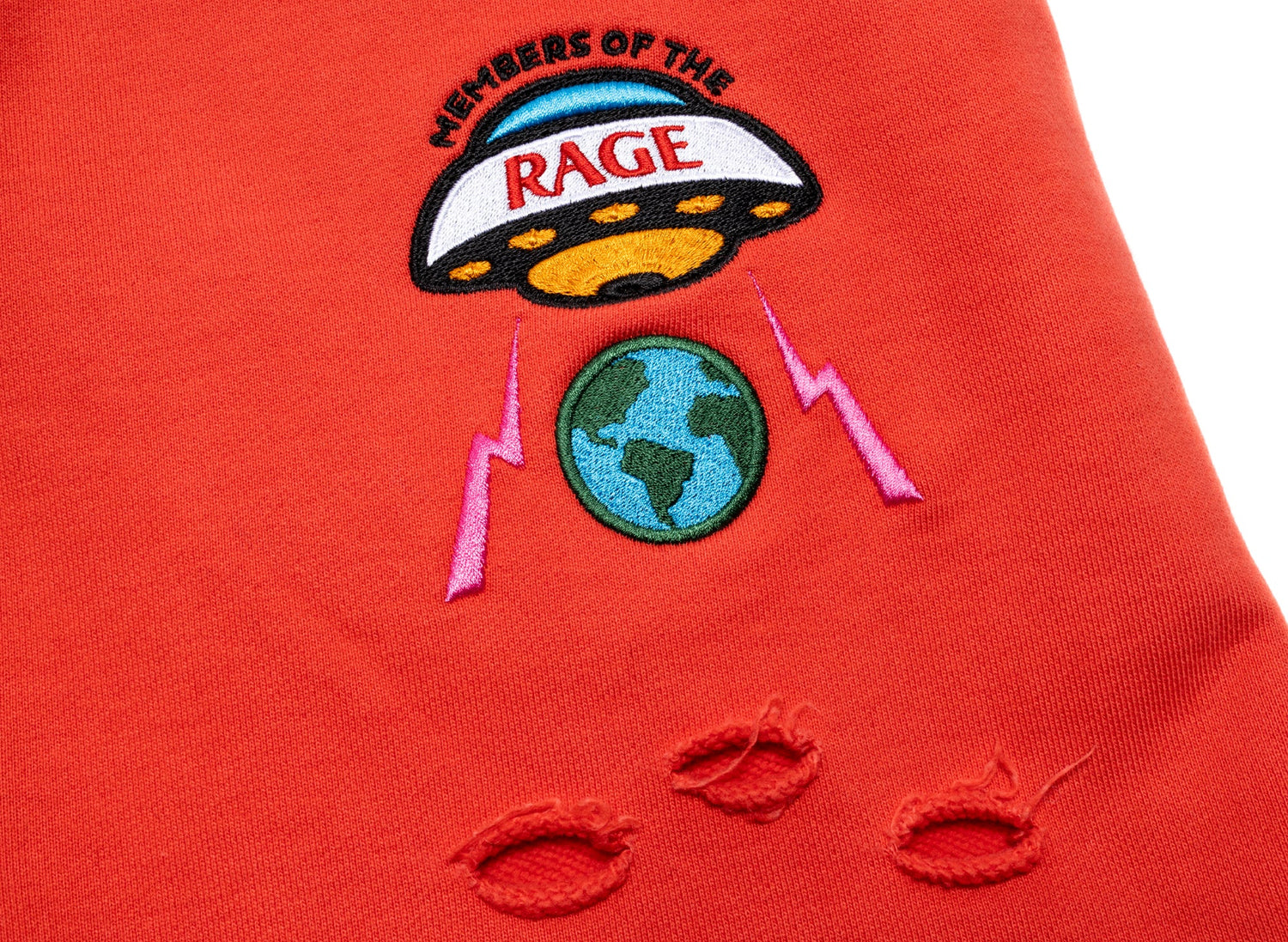 Members Of The Rage Distressed Small Logo Sweatpants in Infrared - view 2