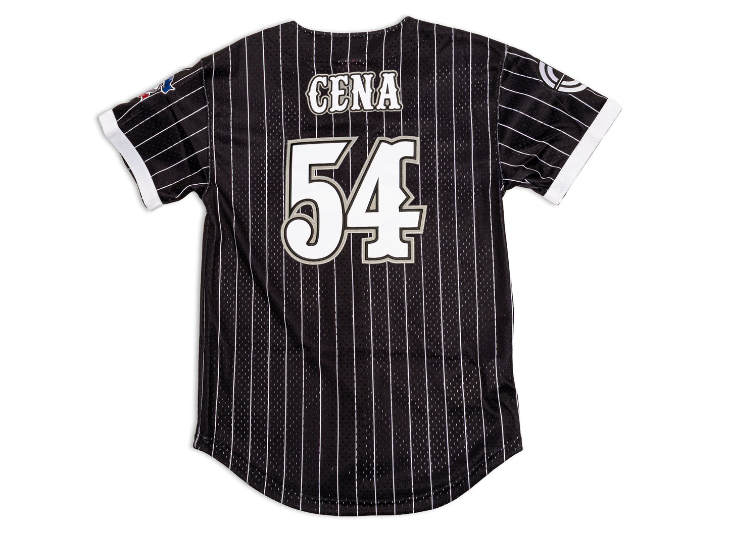Mitchell & Ness WWE John Cena Final Seconds Striped Mesh Jersey in Black — view 2