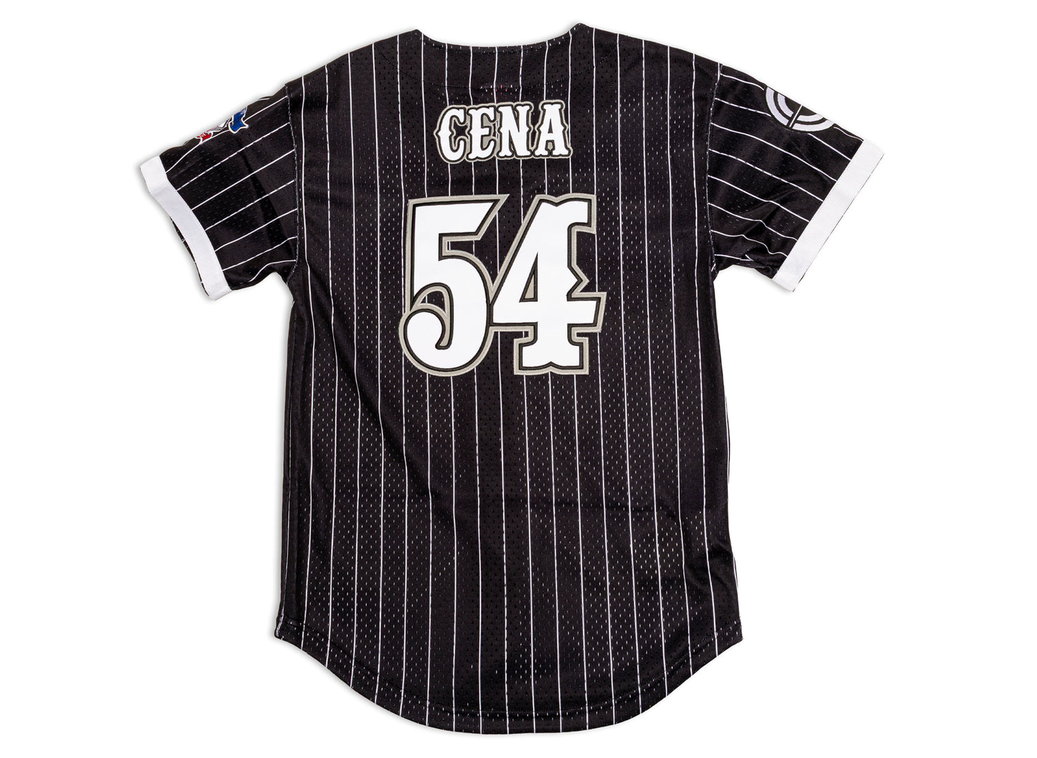 Mitchell & Ness WWE John Cena Final Seconds Striped Mesh Jersey in Black — view 2