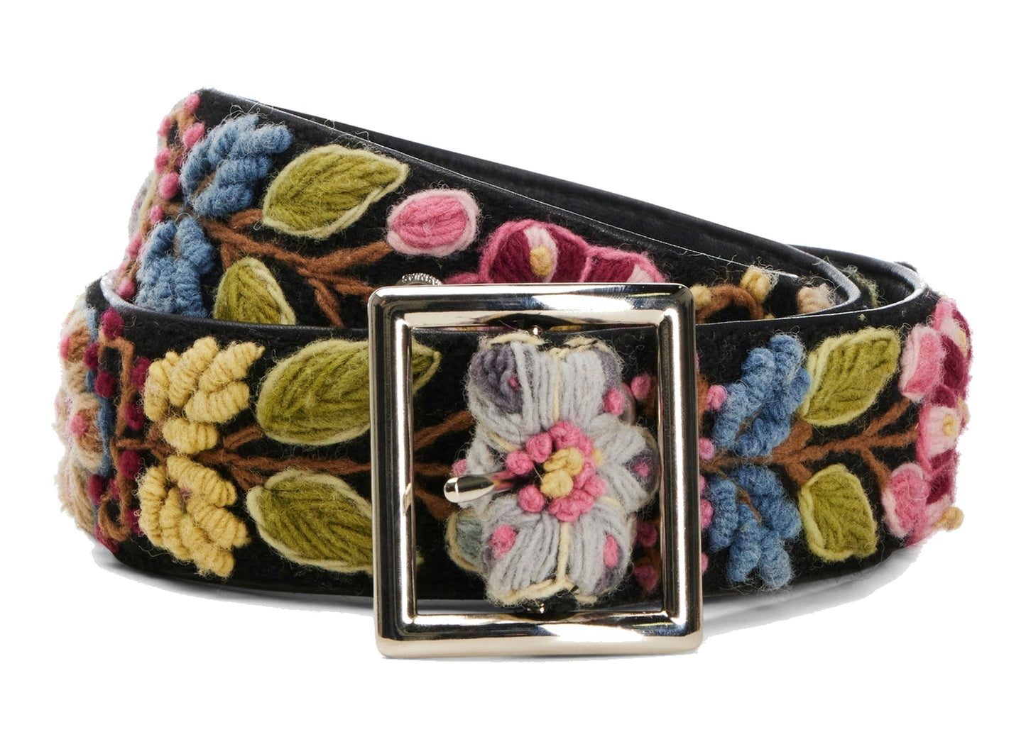 Nahmias Crochet Floral Belt in Black