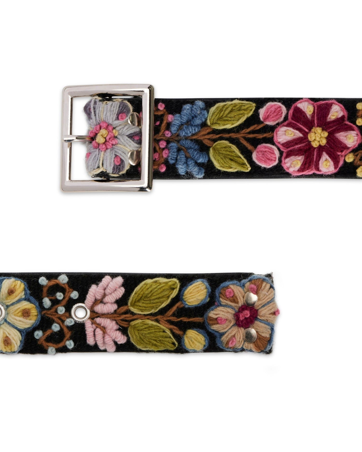 Nahmias Crochet Floral Belt in Black