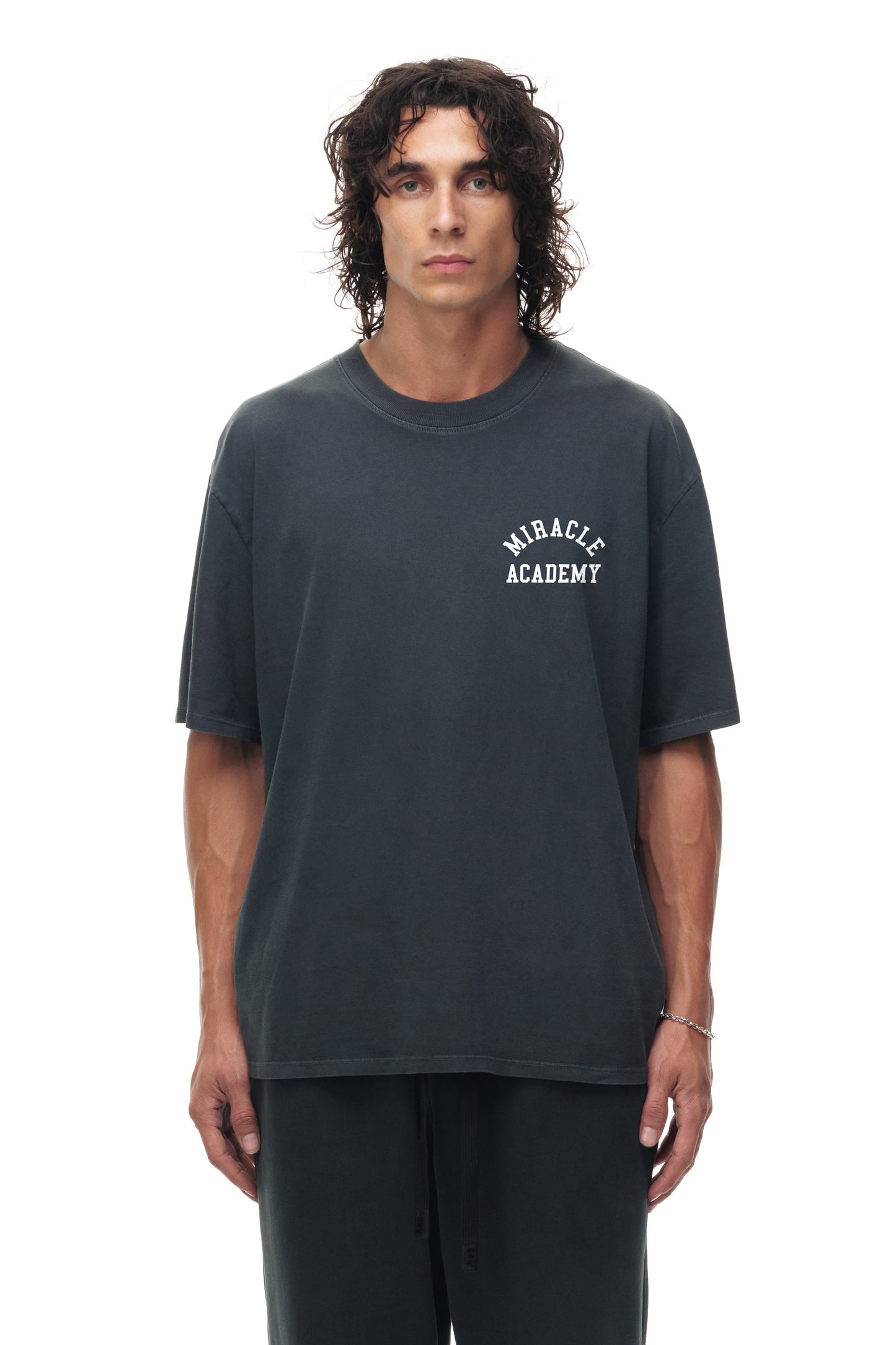 Nahmias Miracle Academy Boxy T-Shirt in Sunfade Black view 2