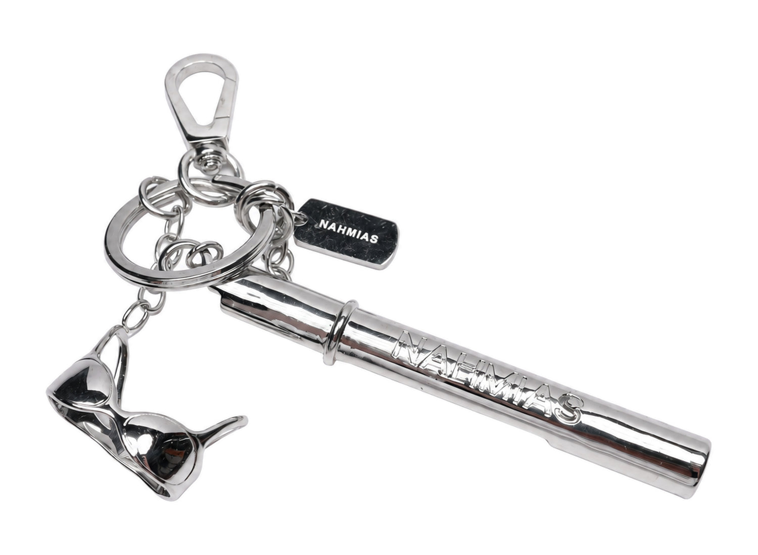 Nahmias Novelty Lighter and Cigarette Keychain in Silver, unisex accessory keychain