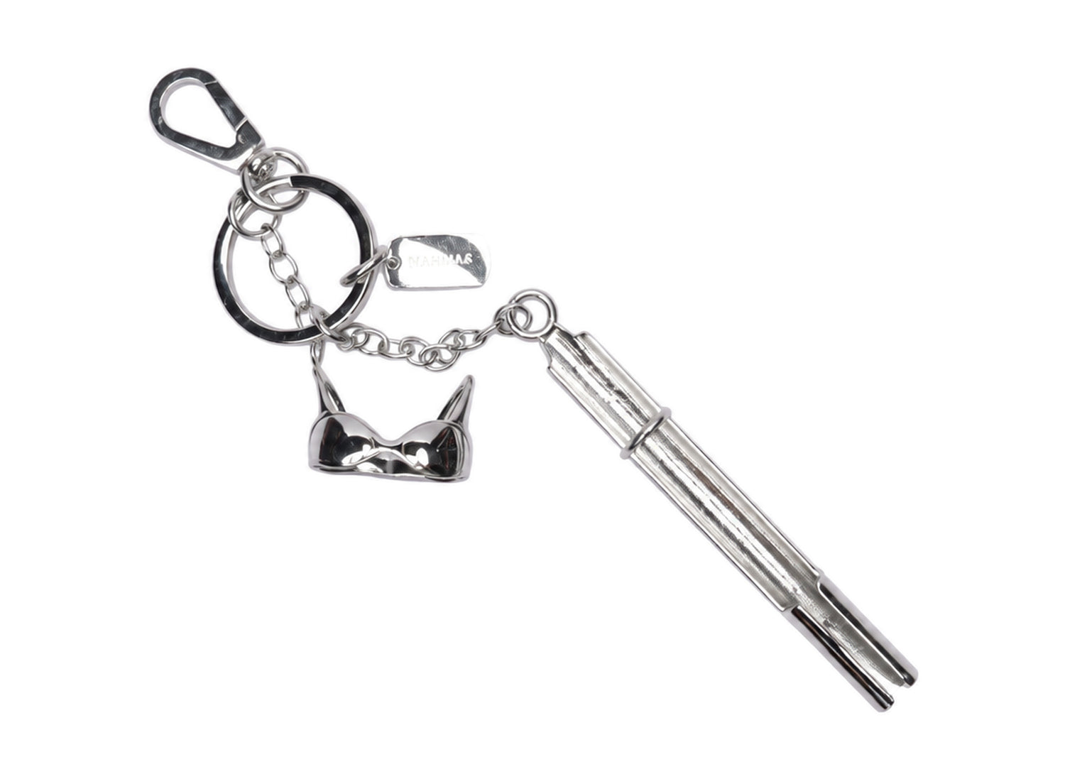 Nahmias Novelty Lighter and Cigarette Keychain in Silver, accessory keychain, view 2