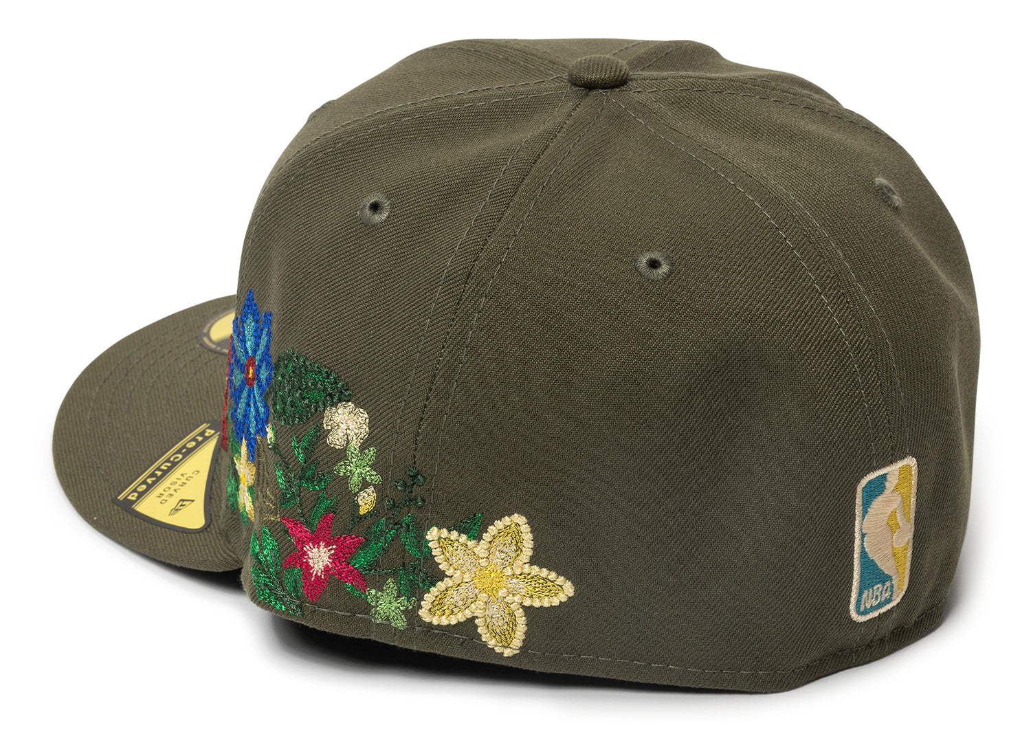 New Era Tonal Florals Los Angeles Lakers Fitted Hat in Olive - view 2