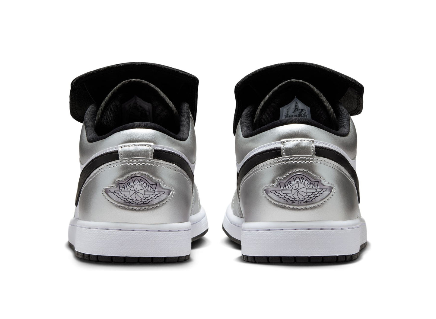 Air Jordan 1 Low SE in White / Black / Metallic Silver