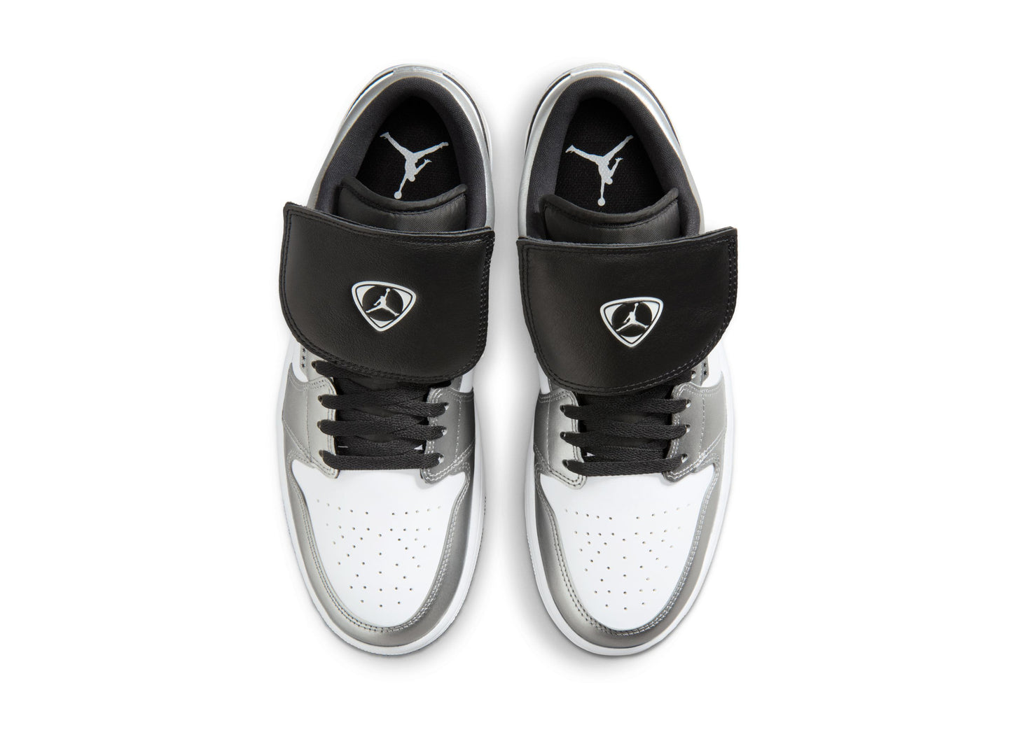 Air Jordan 1 Low SE in White / Black / Metallic Silver