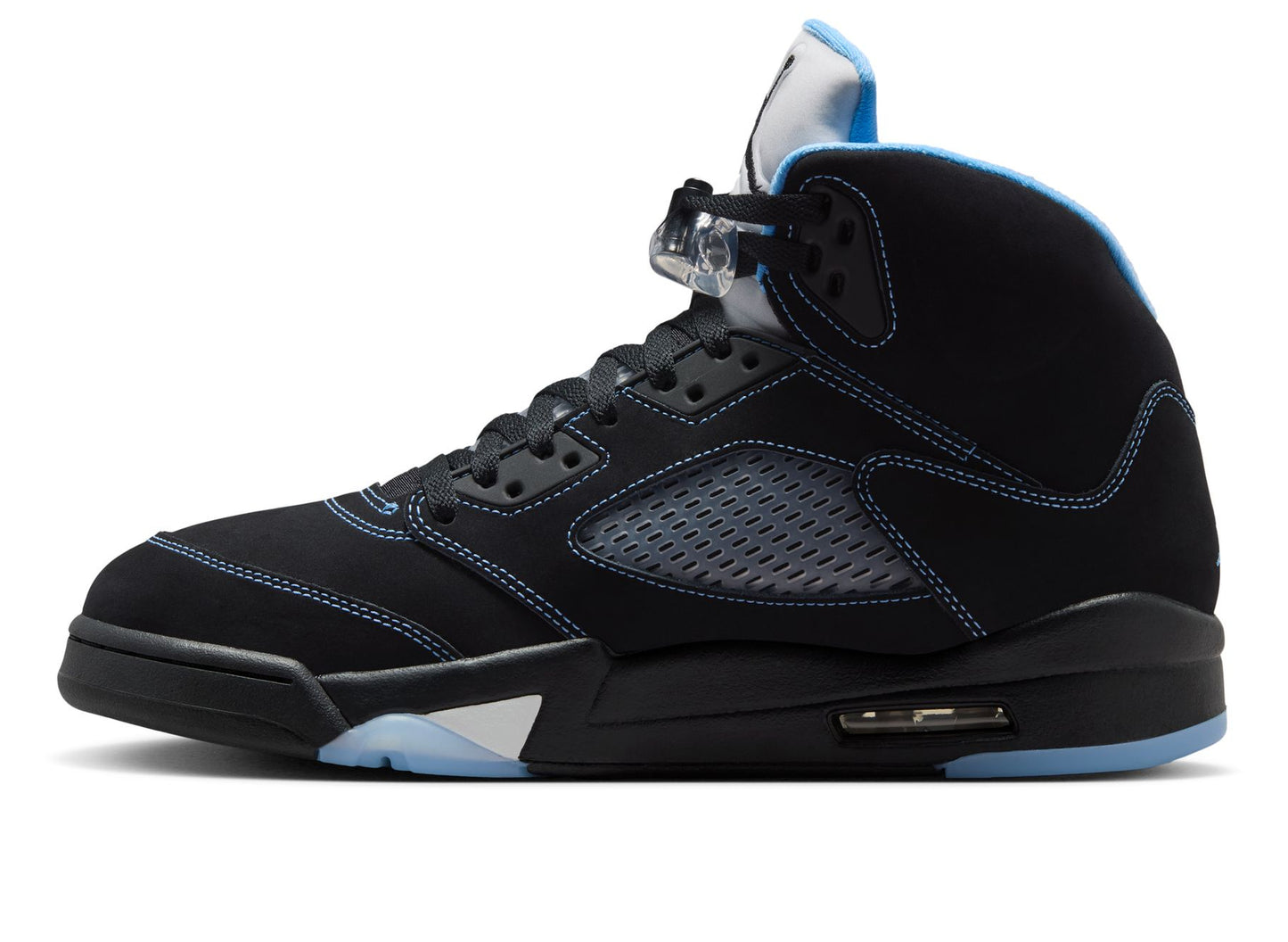 Air Jordan 5 Retro in Schwarz / University Blue