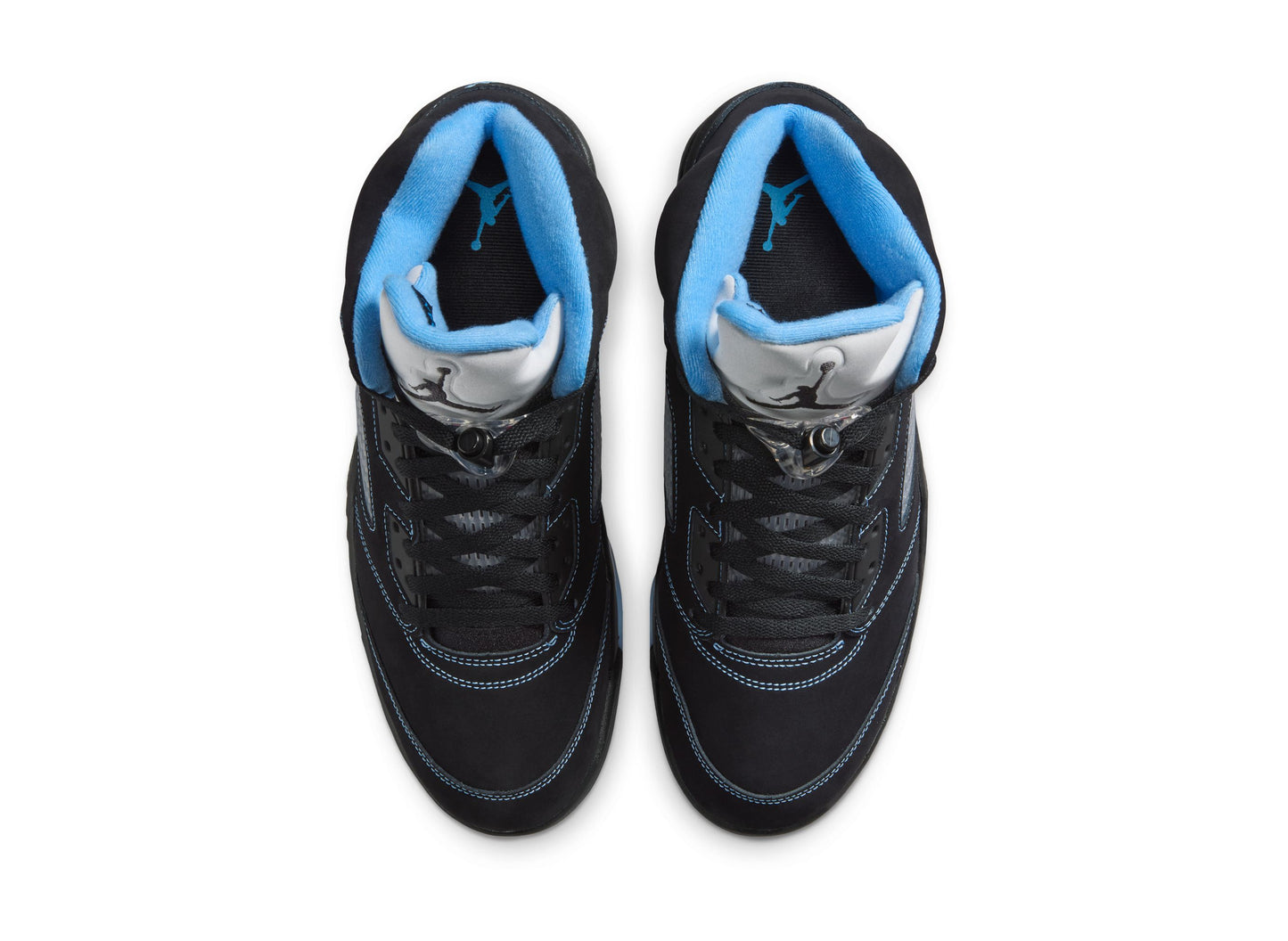 Air Jordan 5 Retro in Schwarz / University Blue