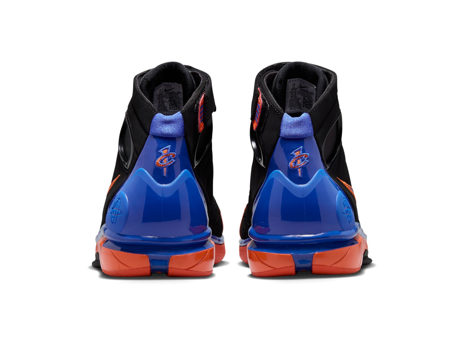 Nike Air Zoom Huarache 2K4 in Black, Varsity Royal and Safety Orange, basketball shoe, view 4