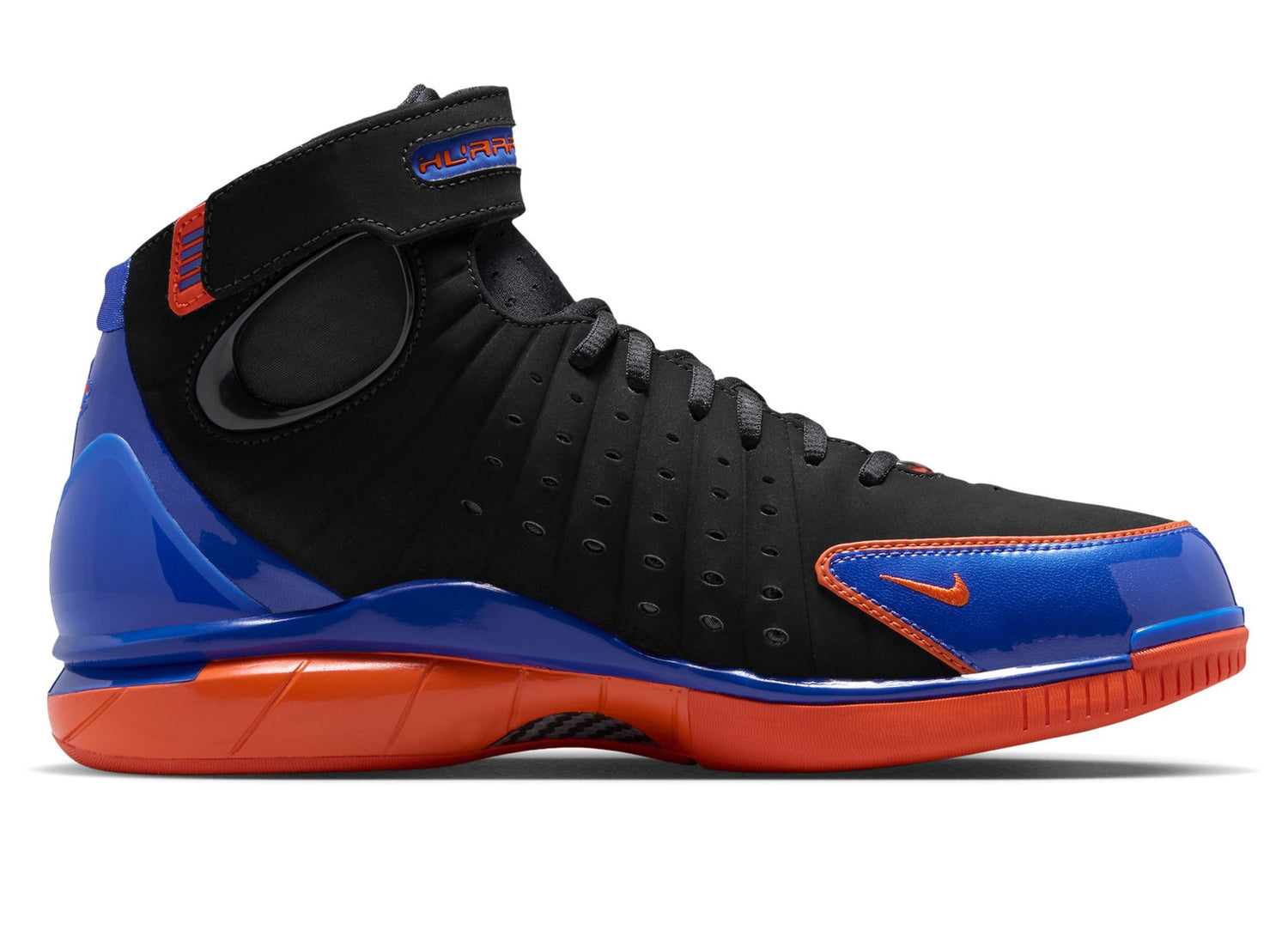 Nike Air Zoom Huarache 2K4 in Black, Varsity Royal and Safety Orange, basketball shoe, view 6