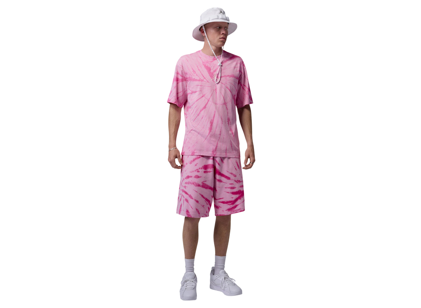 Jordan Brooklyn Fleece Tie-Dye Festival Shorts in Iced Carmine