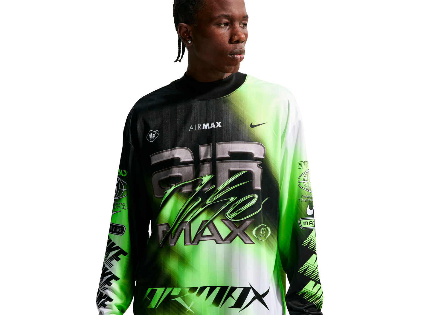 Nike Culture of Football Long-Sleeve Soccer Jersey in 'Volt / Black' — view 3