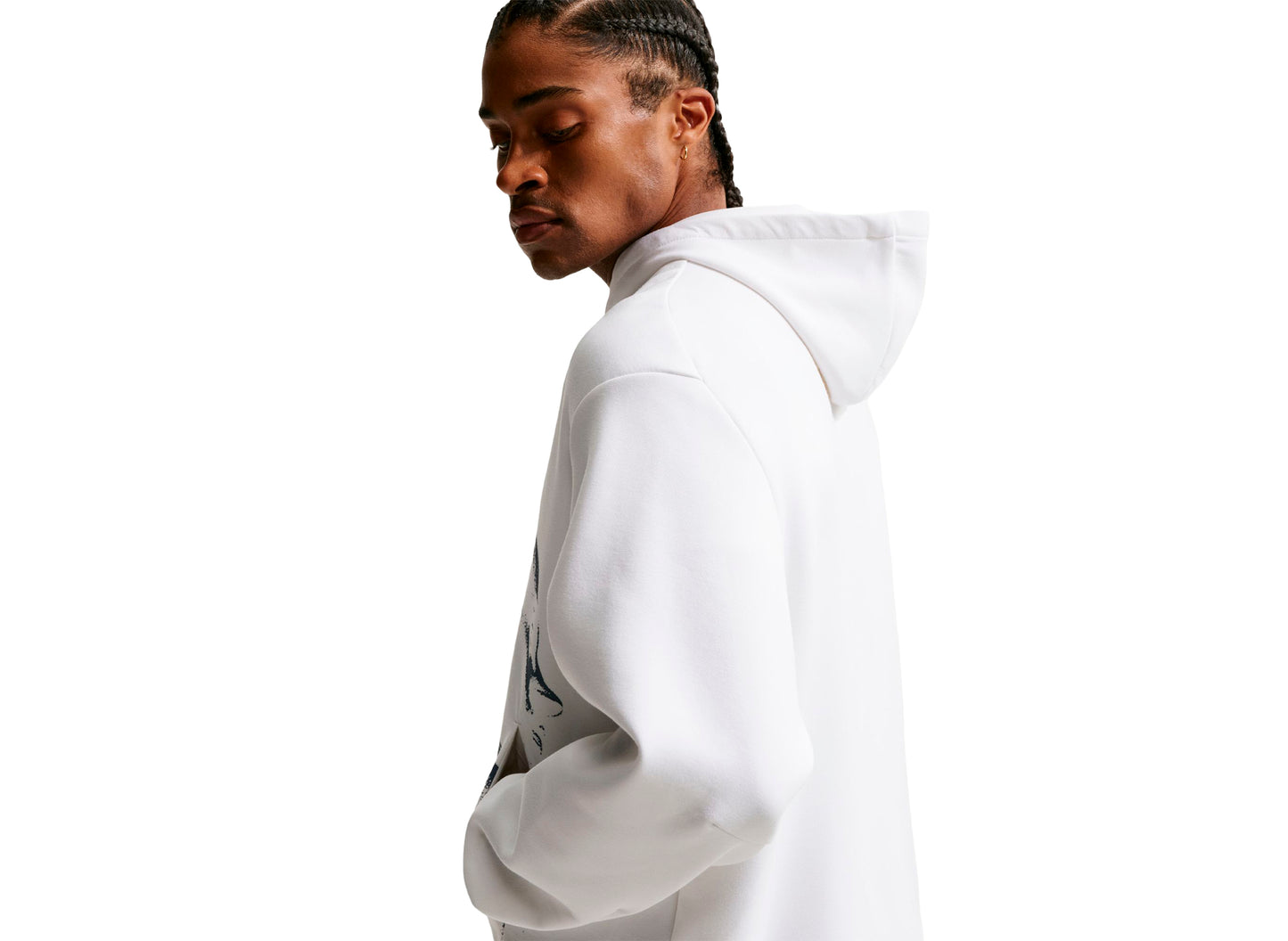 Nike Kobe Dri-FIT Fleece Pullover Hoodie in White / Black — view 4