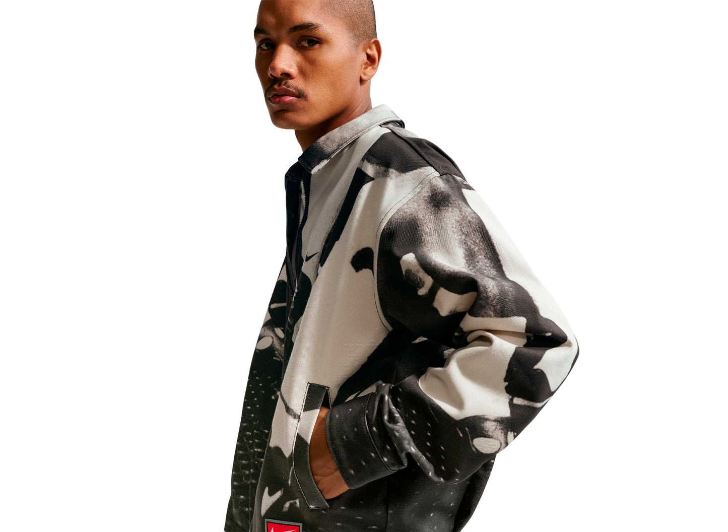 Nike Life Field Sport Jacket in Black / White — view 5