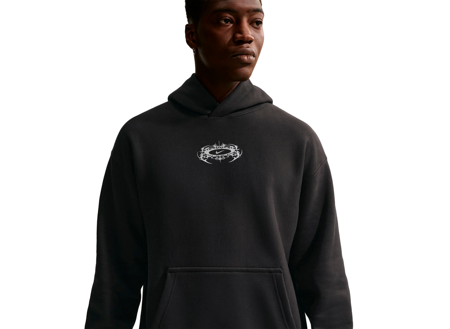 Nike Solo Swoosh Pullover Hoodie in Off Noir — view 3