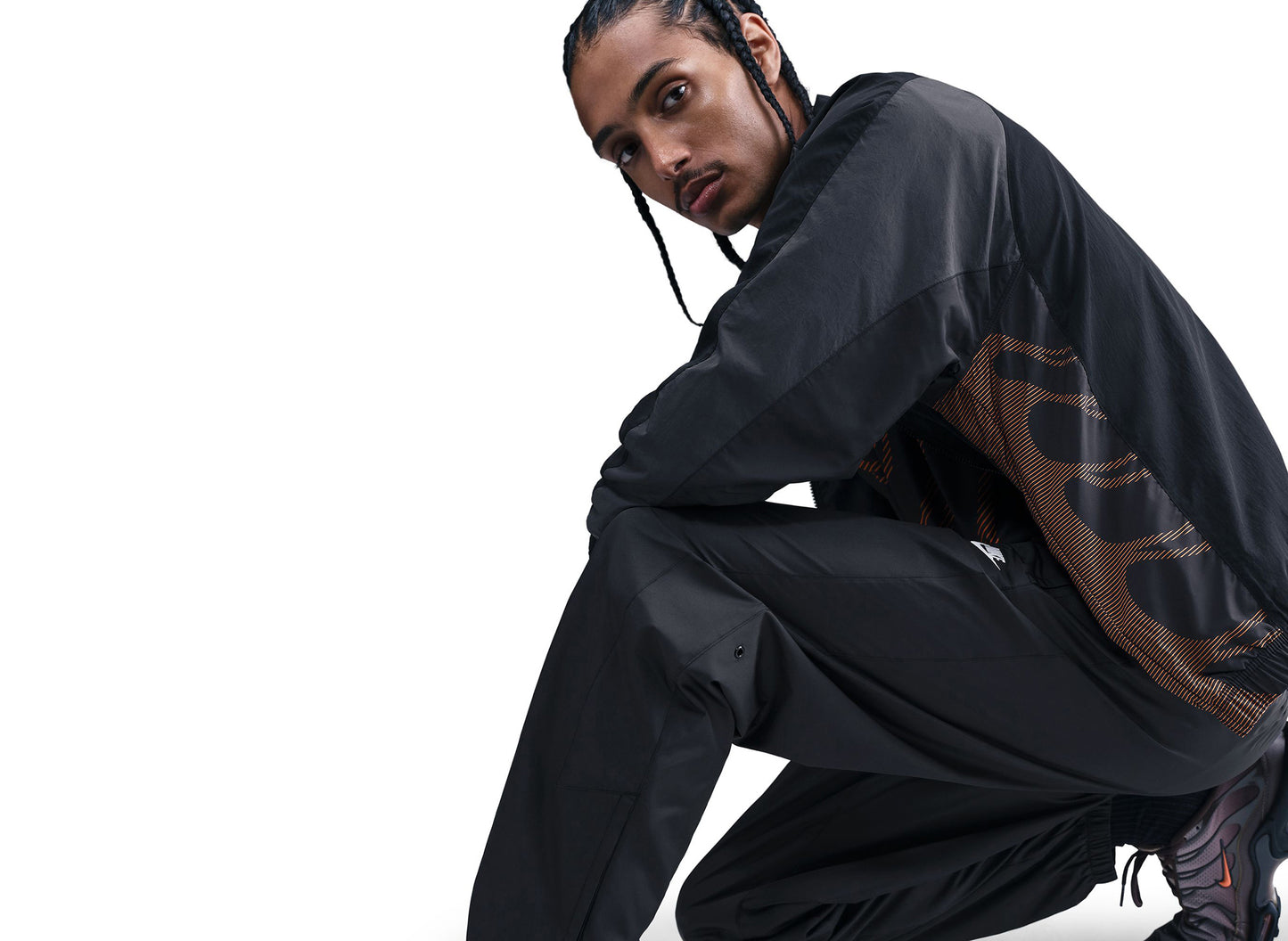 Nike Windrunner Lined Pants in Black / White — view 5